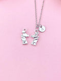 Bear Holding Flower Charm Necklace, N6433