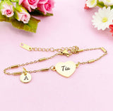 Gold Tai Bracelet, Heart, Aunt Bracelet, Aunt Jewelry, Aunt Gift, Silver Option, D576