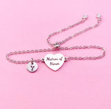 Silver Matron of Honor Bracelet, Gold or Silver Heart Matron of Honor Jewelry, Wedding Gift, D579S