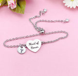 Silver Maid of Honor Bracelet, Gold or Silver Heart Maid of Honor Jewelry, Wedding Gift, D580S