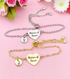Matron of Honor Bracelet, Gold or Silver Heart Matron of Honor Jewelry, Wedding Gift, D579