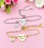 Matron of Honor Bracelet, Gold or Silver Heart Matron of Honor Jewelry, Wedding Gift, D579