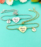 Flower Girl Bracelet, Gold or Silver Heart Flower Girl Jewelry, Perfect Flower Girl Wedding Gift, D583