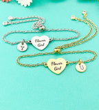 Flower Girl Bracelet, Gold or Silver Heart Flower Girl Jewelry, Perfect Flower Girl Wedding Gift, D583