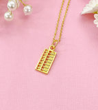 Abacus Charm Necklace in Gold, Calculator, Ideal Gift for Accountants or Bookkeepers, N6336G