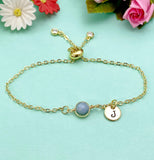 Angelite Bracelet in Gold or Silver, Natural Angelite Gemstone Jewelry, N6342