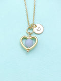 Angelite Heart Necklace in Gold, Natural Angelite Gemstone Jewelry, N6342H
