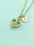 Angelite Heart Necklace in Gold, Natural Angelite Gemstone Jewelry, N6342H
