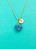Apatite Heart Necklace in Gold or Silver, Natural Gemstone Jewelry, Birthday Gifts, Personalized Customized Gifts, N6343
