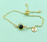 Bloodstone Bracelet in Gold or Silver, Natural Bloodstone Heliotrope Stone Gemstone Jewelry, N6346B