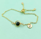 Bloodstone Bracelet in Gold or Silver, Natural Bloodstone Heliotrope Stone Gemstone Jewelry, N6346B