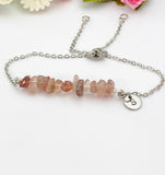 Silver Strawberry Quartz Bracelet, Natural Strawberry Quartz Gemstone Jewelry, N6120S
