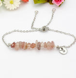 Silver Strawberry Quartz Bracelet, Natural Strawberry Quartz Gemstone Jewelry, N6120S