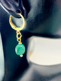 Malachite Earrings in Gold or Silver, Natural Malachite Gemstone Jewelry, N6349E