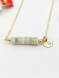 Amazonite Necklace In Gold or Silver, Natural Flower Amazonite Gemstone Jewelry, N6356
