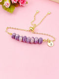 Natural Regalite Imperial Jasper Sea Sediment Jasper Bracelet, Purple, Gold Natural Gemstone Jewelry, N6361B