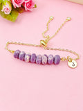 Natural Regalite Imperial Jasper Sea Sediment Jasper Bracelet, Purple, Gold Natural Gemstone Jewelry, N6361B