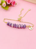 Natural Regalite Imperial Jasper Sea Sediment Jasper Bracelet, Purple, Gold Natural Gemstone Jewelry, N6361B
