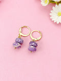 Regalite Imperial Jasper Sea Sediment Jasper Earrings in Gold or Silver, Purple, Natural Gemstone Jewelry, N6361E