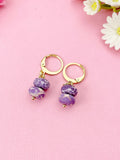 Regalite Imperial Jasper Sea Sediment Jasper Earrings in Gold or Silver, Purple, Natural Gemstone Jewelry, N6361E