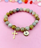 Fossil Coral Bracelet in Gold or Silver, Natural Fossil Coral Gemstone Jewelry, N6382