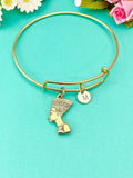 Gold Nefertiti Egypt Queen Charm Bracelet, N1958
