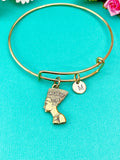 Gold Nefertiti Egypt Queen Charm Bracelet, N1958