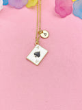 Ace of Spades Pendant Necklace, Poker Playing Card Jewelry, Casino Gift,  N5071