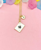 Ace of Spades Pendant Necklace, Poker Playing Card Jewelry, Casino Gift,  N5071