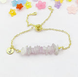 Kunzite Bracelet, Silver or Gold Natural Kunzite Gemstone Jewelry, Necklace Option, N6525