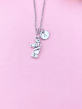 Bear Holding Flower Charm Necklace, N6433