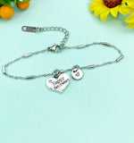 Happy Retirement Heart Charm Silver Bracelet, N965B