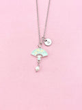 Folding Chinese Fan Shell Pearl Charm Necklace, N6561