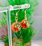 Halloween Earrings, Pumpkin Maple Leaf, Fall Autumn Gift,N3693