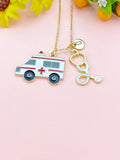 Ambulance Stethoscope Charm Necklace – Medical Jewelry Gift for Paramedics, EMTs, Nurses, Doctors & Healthcare Workers, N6510