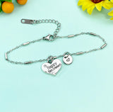 Happy Retirement Heart Charm Silver Bracelet, N965B
