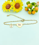 Gold Titi Heart Charm Bracelet, Stainless Steel Titi Jewelry, D335