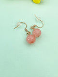 Jade Earrings, Pink Jade Natural Gemstone Jewelry, Rose Gold Earrings, N6646