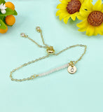 Gold Rose Quartz Gemstone Bracelet, N5541