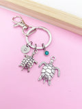 Silver Turtle or Sea Turtle Charm Keychain Everyday Gift Idea- Lebua Jewelry, Personalized Customized Monogram Made to Order Jewelry, BN1248