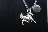 Horse Necklace, Silver Running Horse Charm, Animal Charm, Farmer Charm, Horse Lover Gift, Pet Gifts, Personalized Gift, N2638