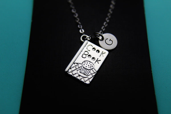 Silver Cookbook Charm Necklace, Chef Cooking School Graduation Gift, Personalized Jewelry, N2246