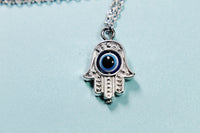 Hamsa Necklace, Evil Eye Necklace, Kabbalah Necklace, Hamsa Charm, Lucky Necklace, Personalized Gift, Best Friend Gift, Coworker Gift