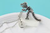 Halloween Dinosaur Charm Necklace, Dinosaur Necklace, Gothic Tyrannosaurus Rex