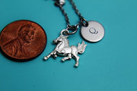 Horse Necklace, Silver Running Horse Charm, Animal Charm, Farmer Charm, Horse Lover Gift, Pet Gifts, Personalized Gift, N2638