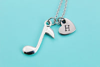 Silver Clef Necklace Quarter Note Charm Musical Jewelry Birthday Gifts, Personalized Gifts, N35A