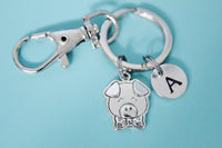 Silver Pig Charm Keychains, N6402