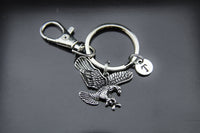 Gold or Silver Flying Eagle Charm Keychain Best Christmas Jewelry Gifts, Personalized Customized Gifts, N3669B