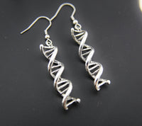 Silver DNA Charm Dangle Earrings, DNA Charm, DNA Earrings, Double Helix Charm, Science Jewelry, Science Teacher Gifts, Personalized Jewelry