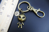 Antique Bronze UFO Keychain, Personalized Initial Charm